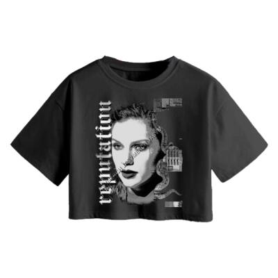 Reputation Taylor Black and White Crop Top Miniatura